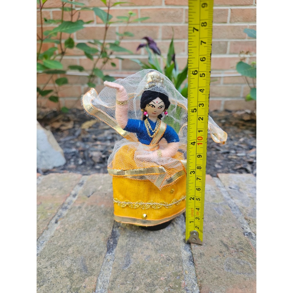 Vintage Handmade Indian Folk Art Manupuri Dancer Doll 6" - Picture 13 of 13